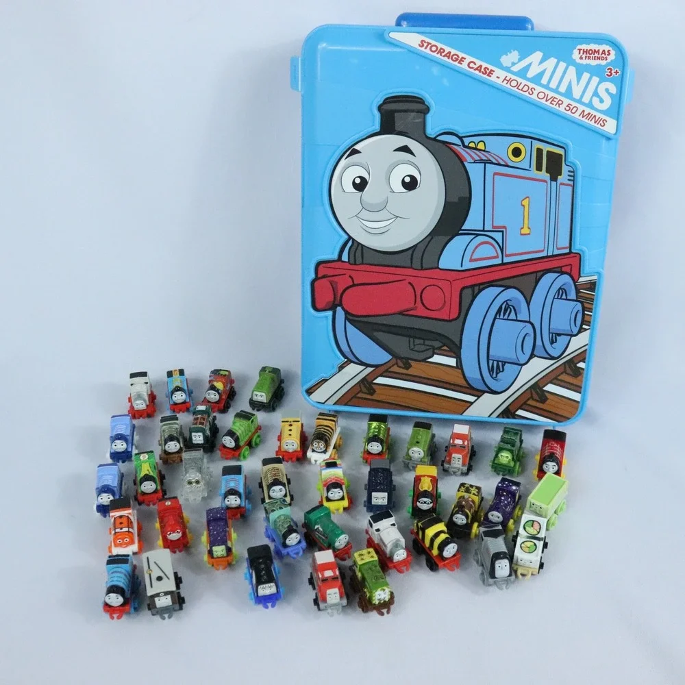 Thomas & Friends Blue Minis Storage Container Carry Case & Lot of 40 Mini Trains